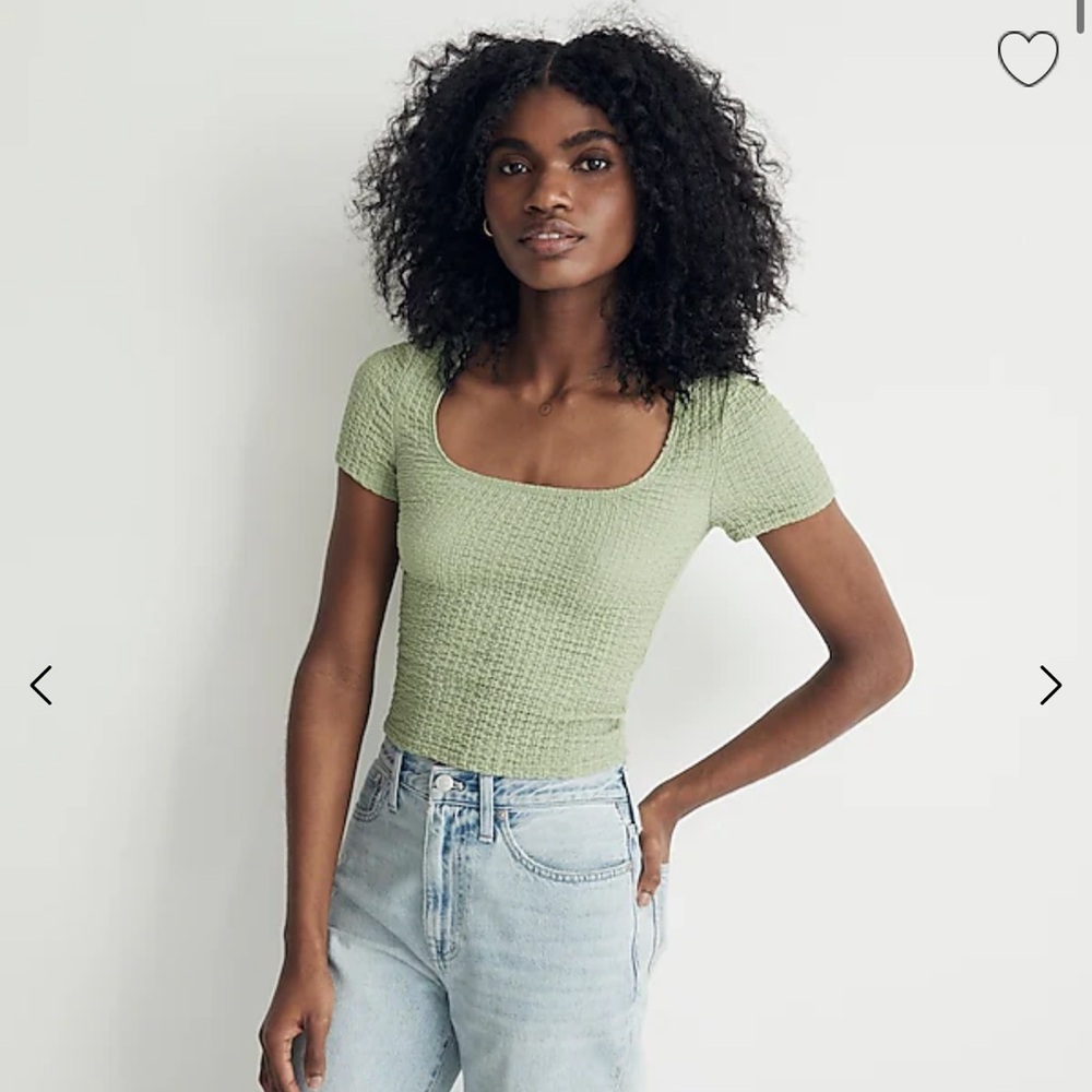 NWT Madewell square neck short sleeve popcorn top.  Size large